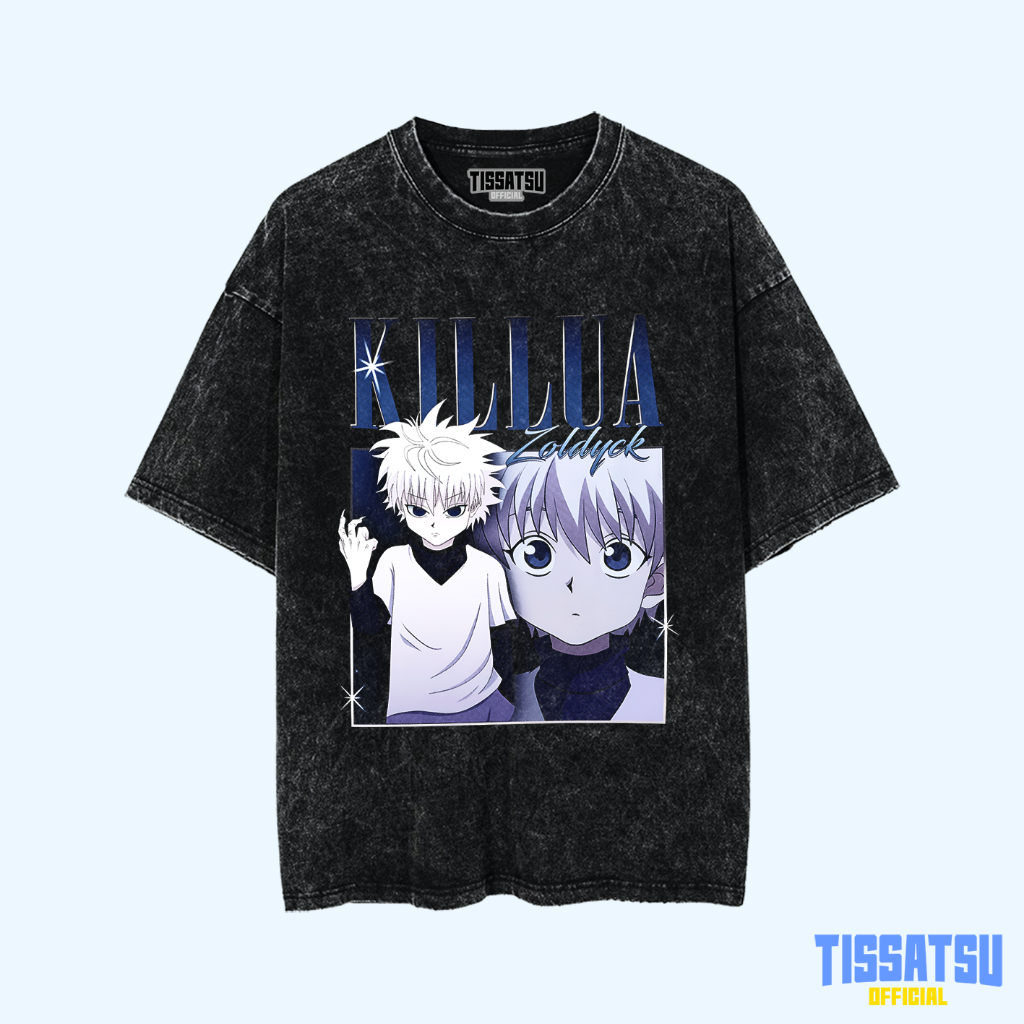 TISSATSU 高級超大動漫 T 恤 Killua Zoldyck HxH 石洗大碼 T 恤