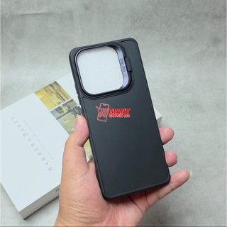 手機殼 Redmi Note 14 4G Macaron 黑色支架相機殼法蘭絨立式