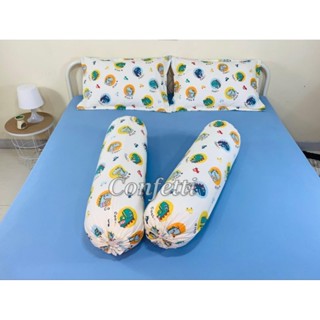 KATUN 橡膠五彩紙屑 T 恤床單圍繞棉枕套和帶有 Dino Cool Motif 的抱枕