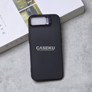 手機殼 Iphone 16E 手機殼法蘭絨立式馬卡龍黑色支架相機環