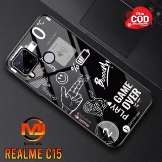 HP 最新 REALME C15 保護殼時尚保護殼黑色外殼惠普保護殼軟殼硬殼背面保護殼惠普硬殼 2D 光麵皮套惠普矽膠惠