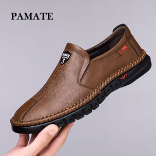 PAMATE Slip On 男士皮革正裝樂福鞋休閒鞋工作鞋學院鞋