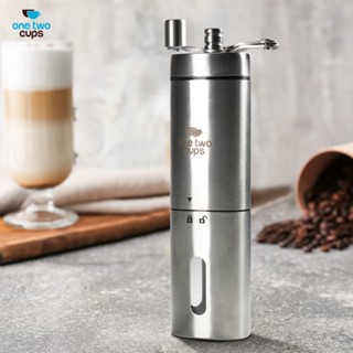一個兩個杯子手動咖啡研磨機可調節銀色咖啡研磨機