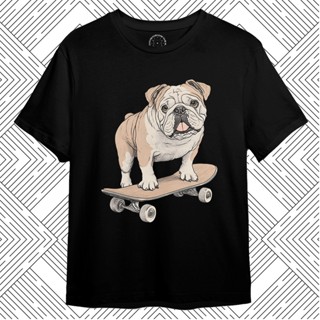 3D Bulldog With Skateboard DM0880 原裝高階發行版 T 恤 3D Bulldog