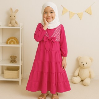 NAJWA Mirah 兒童 Gamis Combi Tile Model 最新時尚圖案女孩 Gamis 衣服
