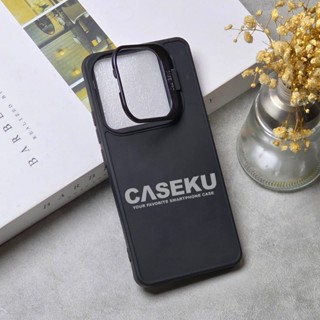 Case Poco M7 Pro 保護套法蘭絨立式馬卡龍黑色支架相機環