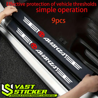 豐田 VAST STICKER 9 件 3D 碳門檻板貼紙適用於 TOYOTA AVANZA 汽車後備箱保險槓腳凳保護器