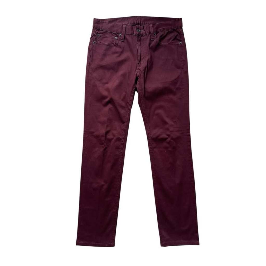 Gu JEANS 栗色修身錐形柔軟牛仔褲