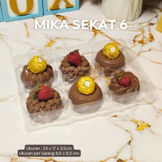 Mika 布丁託盤盒含 6 個杯墊迷你果凍麻糬月餅布丁託盤紙杯蛋糕盒 6 25x17x9