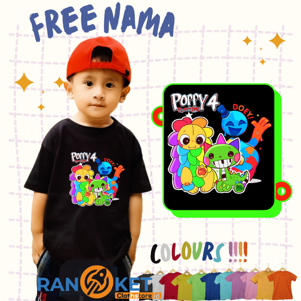 Poppy Playtime Chapter 兒童 T 恤 4 Poppy Playtime Chapter 童裝 4