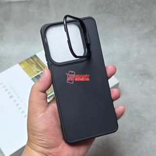 手機殼 Redmi Note 14 5G Macaron 黑色支架相機殼法蘭絨立式