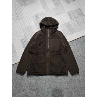 優衣庫 Uniqlo x 白色登山抓絨全拉鍊長袖連帽外套棕色
