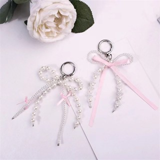 Gantungan PUTIH Coquette 包 Charm 包衣架珍珠絲帶鑰匙扣 Bagcharm 吊墜包白絲帶