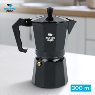 一個兩個杯子摩卡壺濃縮咖啡咖啡機爐灶 6 杯 300 毫升 MX001 黑色