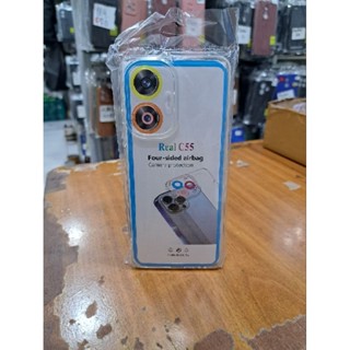 Putih 透明外殼 Realme C55 白色矽膠四面氣囊相機保護殼和手機皮膚