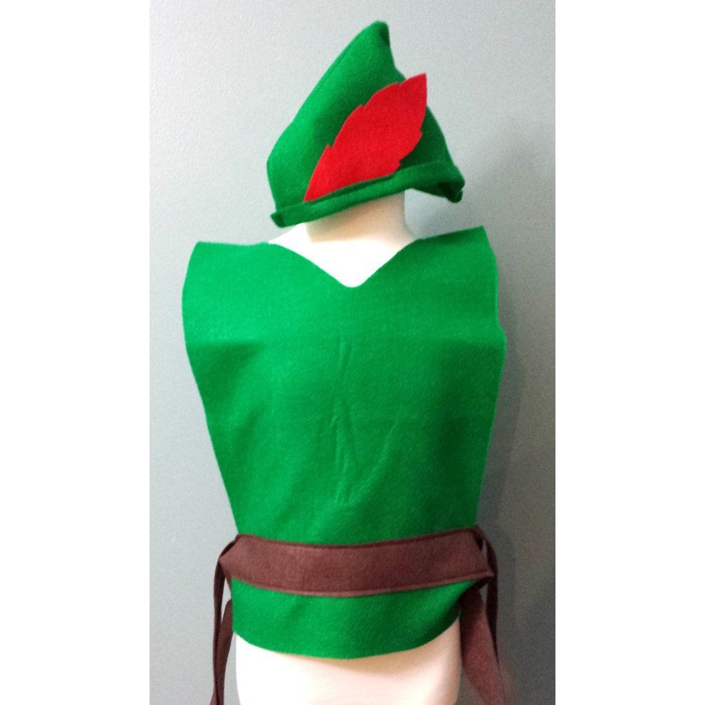 HIJAU 彼得潘服裝彼得潘角色服裝免費綠色法蘭絨帽子