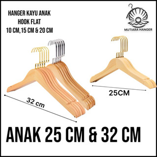 GANTUNGAN 兒童木製衣架 FLAT HOOK FLAT HUK 金色兒童金色木製衣架