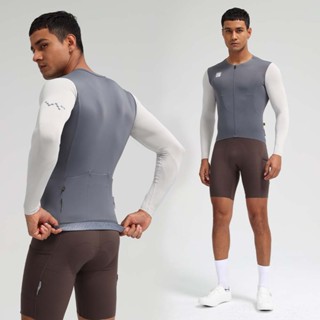 Santic 男士騎行服長袖透氣 Powerband 公路自行車騎行服帶反光口袋 WM24C01173