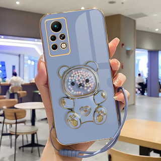 軟殼 Infinix Note 11 Pro 手機殼支架支架可愛熊矽膠豪華電鍍