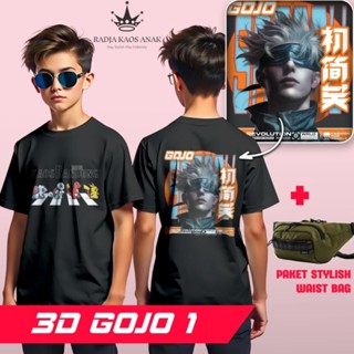 Katun HITAM Premium 兒童 3D DISTRO T 恤 3D 動漫黑色 T 恤 JUJUTSU KAI