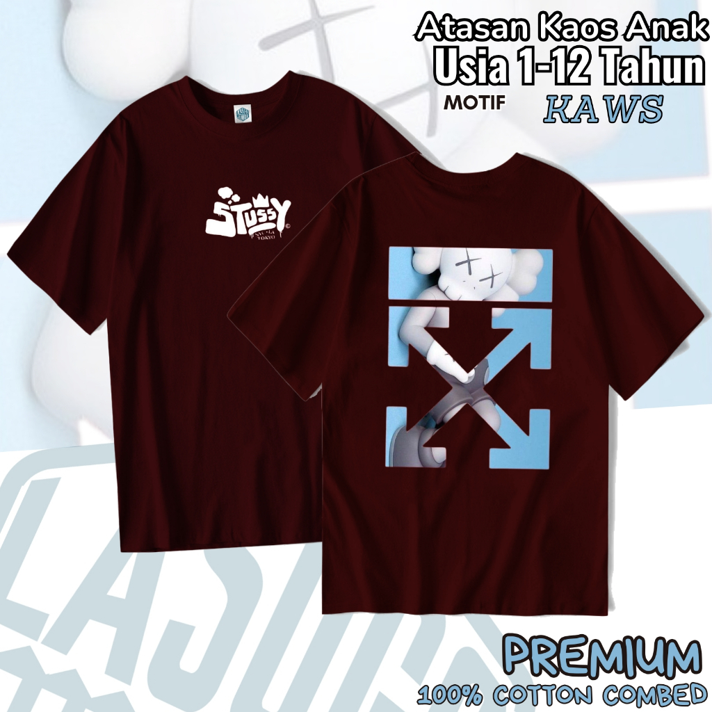 短袖男童衣服1-12歲kaws-off-cotton精梳男童衣服/女童裝/男童套裝/男童t恤/1歲男童衣服/獨特男女童衣