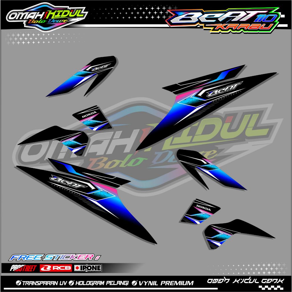 條紋摩托車變體 BEAT CARBUS 貼紙清單摩托車 HONDA BEAT CARBURE