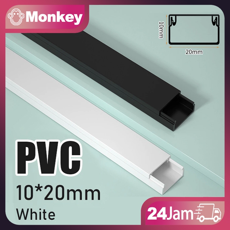 PUTIH HITAM 電管接線電纜管道線槽 Pvc 電纜蓋管道牆壁地板盒黑色白色 20*10MM