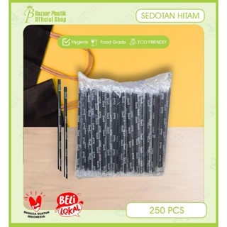 HITAM 塑膠吸管黑色塑膠吸管尺寸 21CM x 6MM 塑膠吸管 SOLO JUMBO ICE TEA 吸管