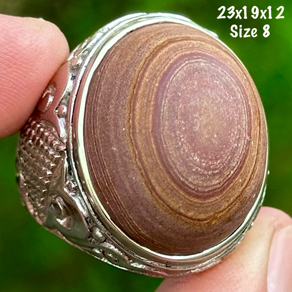 MATA 天然壓紋眼布羅喬格諾瑪瑙戒指