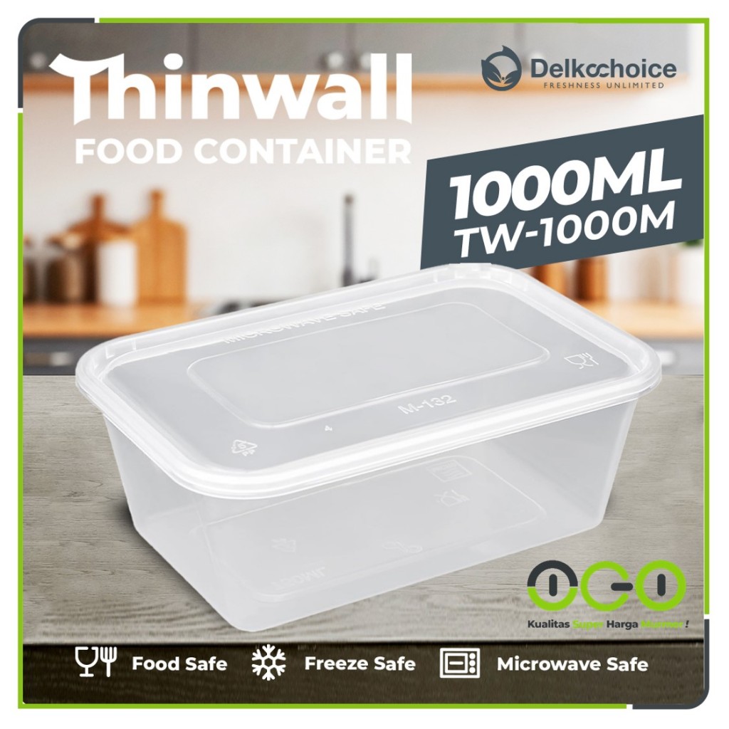 Thinwall 食品容器盒透明白色 1000 毫升塑料午餐盒單位價格德爾科喬伊