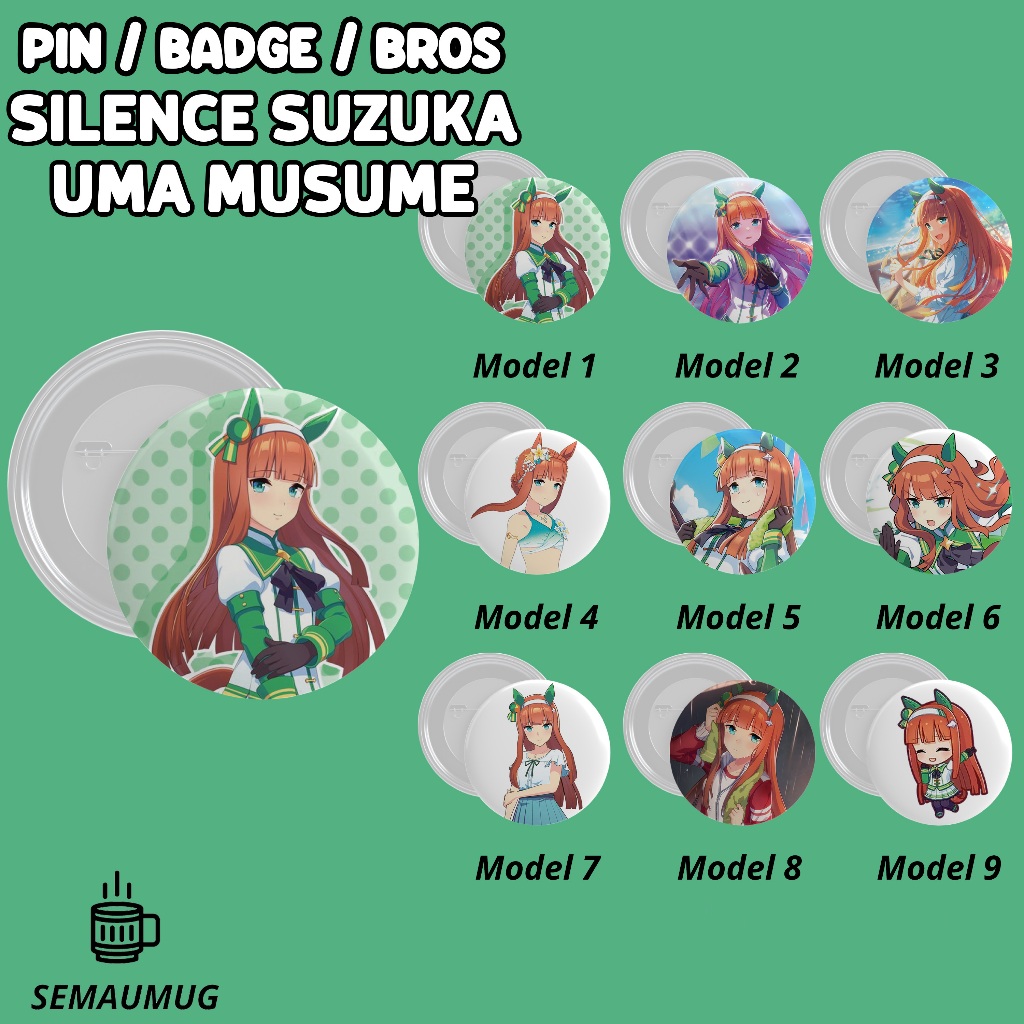 SUZUKA UMA MUSUME SILENCE PIN 禮物圓形徽章胸針可愛遊戲定製印花 SEMAUMUG