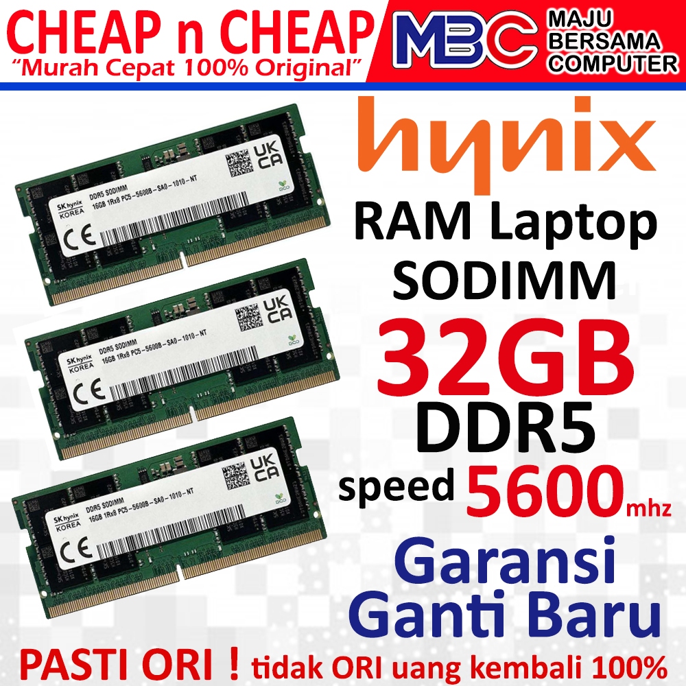 HYNIX DDR5 32GB 5600mhz Sodimm 內存筆記本電腦筆記本 8GB 16GB 32GB