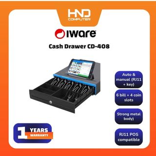 IWARE 錢箱 CD-408 金屬厚板 7 鈔票槽 4 黑色金屬槽
