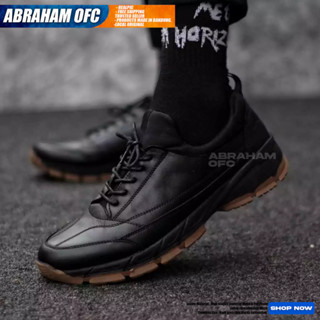 HITAM ABRAHAM 男士黑色真皮牛津樂福鞋正裝鞋