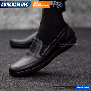 HITAM ABRAHAM 男士黑色真皮樂福鞋正裝鞋