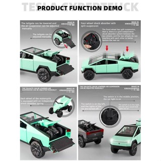 壓鑄汽車微型秤 1:24 TESLA CYBERTRUCK 皮卡露營車帶 TESLA CYBERQUAD 摩托車