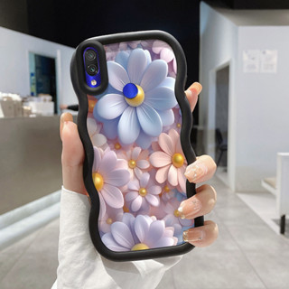 REDMI XIAOMI 適用於小米紅米 Note 7 Note 7s Note 7 Pro 手機殼軟殼藍色珍珠花殼手機