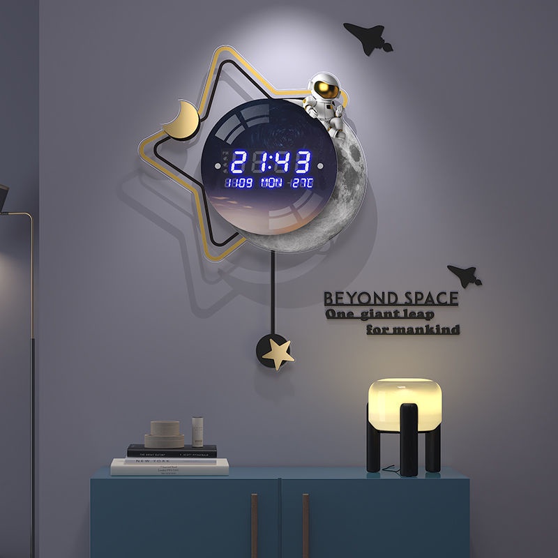新款藝術鐘錶美世達電子掛鐘新款電子智能表客廳家用時尚創意現代簡約鐘錶壁掛鐘 鍾飾