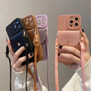 錢包皮革斜挎頸帶掛繩手機殼相容 iPhone 14 11 12 13 Pro Max 豪華卡套保護套