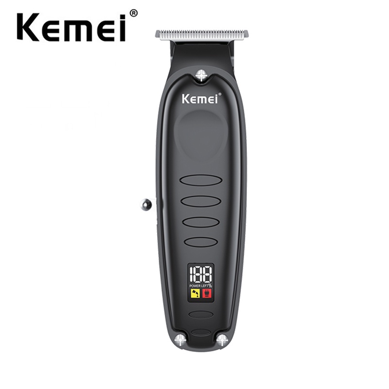 Kemei 0mm 無繩理髮器零間隙雕刻理髮器 LCD 顯示屏專業電動完成切割機美髮師
