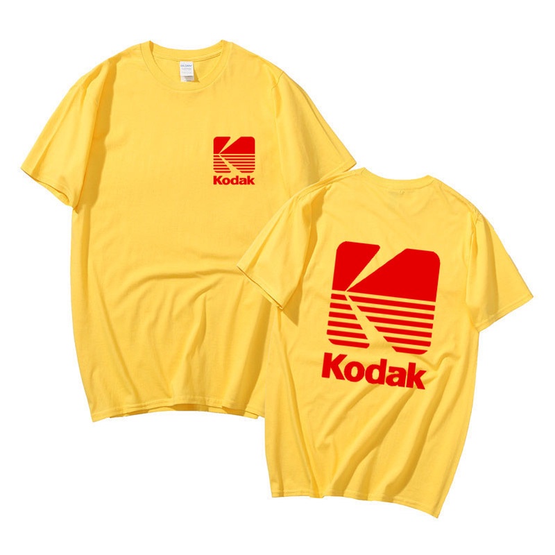 KODAK 柯達攝影標誌 T 恤男士相機膠片復古短袖復古 T 恤 O 領棉衣服設計 T 恤