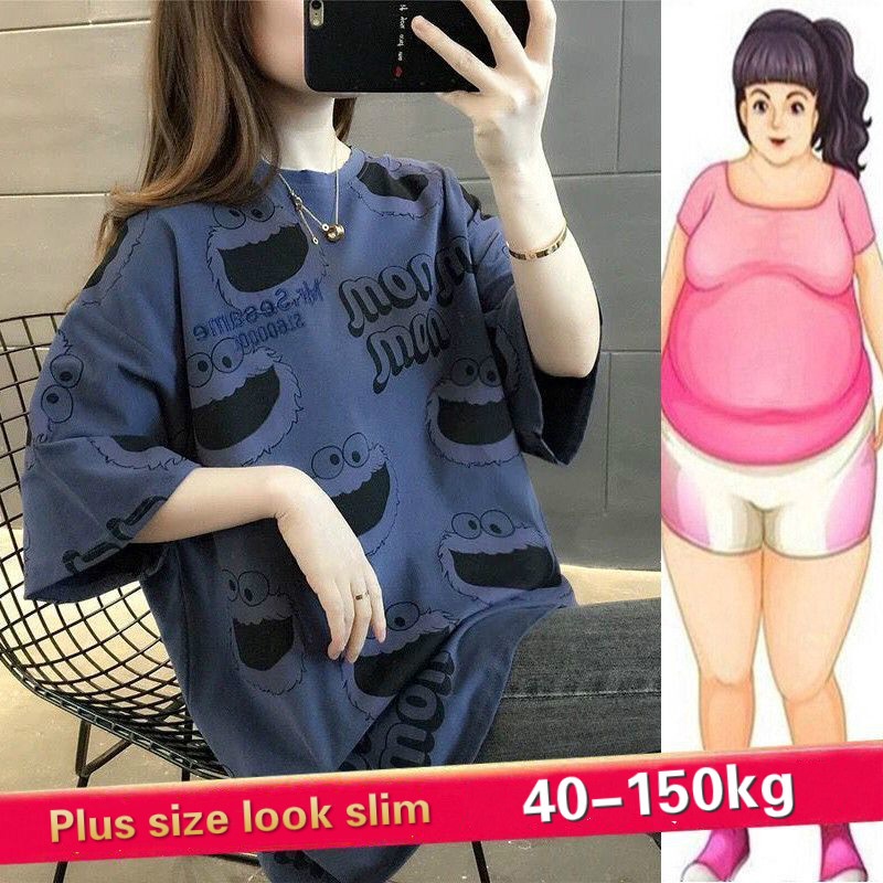 【加大碼】(多色)女士休閒短袖T恤韓國芝麻街上衣150kg可穿