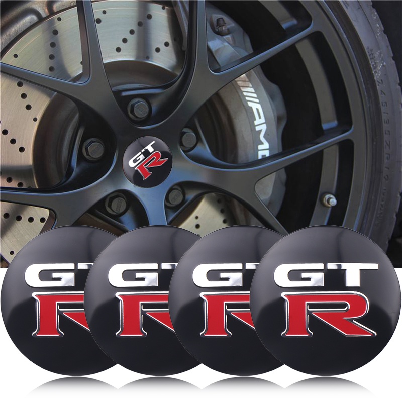 NISSAN 汽車造型 4 件/套 56 毫米 GTR 汽車方向盤車輪中心徽章貼紙輪轂蓋標誌貼花適用於日產 GTR r3
