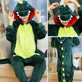 中性 Kigurumi 恐龍針皮卡丘卡通法蘭絨睡衣女式男式連帽睡衣連體衣服裝