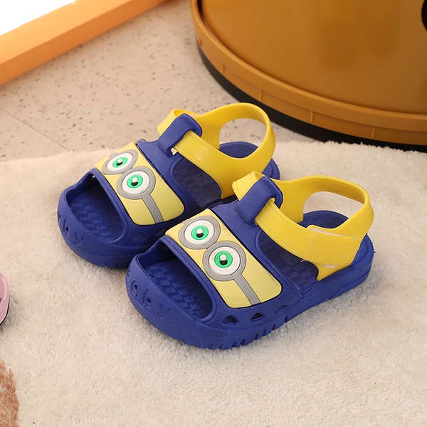 夏季兒童涼鞋卡通男寶寶幼兒防滑學步鞋軟底透氣1-3歲沙灘鞋塑膠