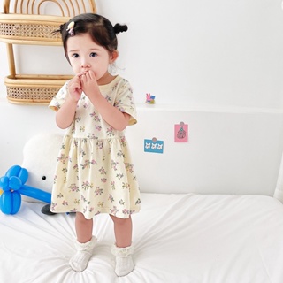 Sanlutoz 夏季可愛嬰兒連衣裙 印花短袖兒童女孩服裝