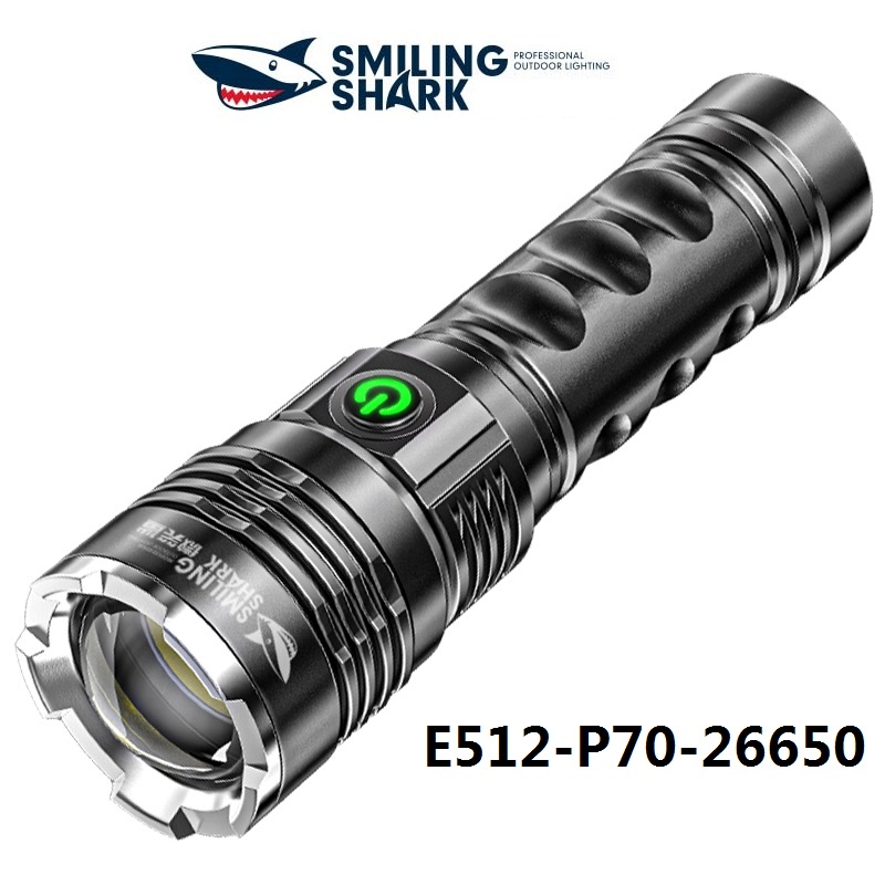 Smilingshark 戰術手電筒 Led XHP70 100W 5000LM 超亮手電筒 26650 USB 可充電