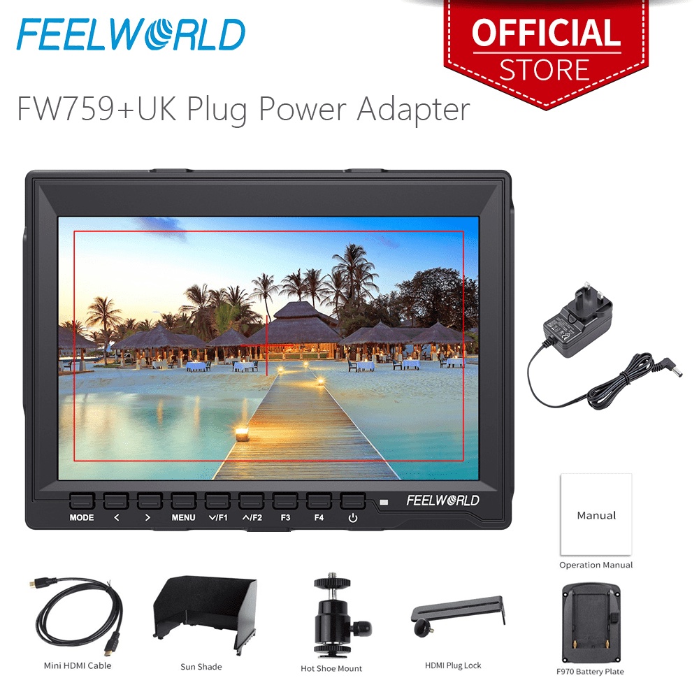 Feelworld FW759 7 英寸數碼單反相機現場監視器高清視頻輔助超薄 IPS 1280x800 4K HDMI