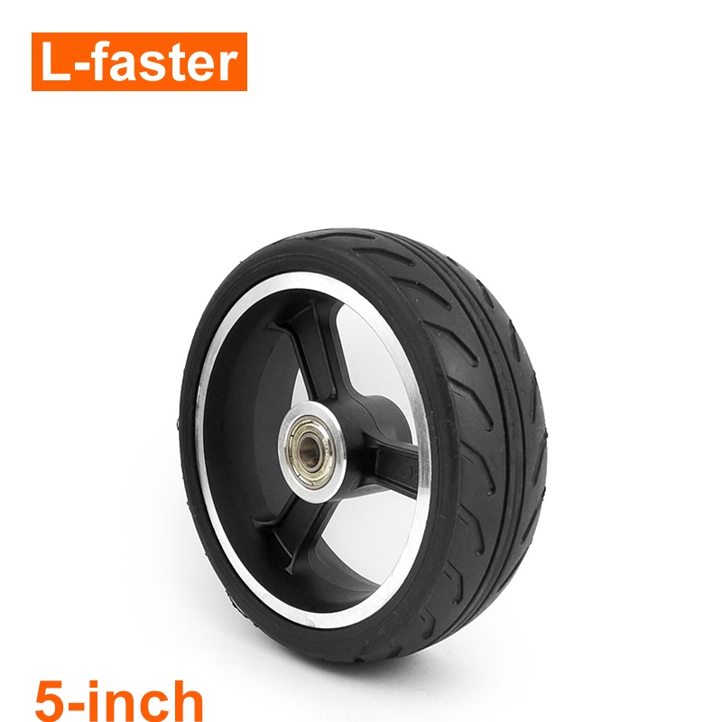 5x2 實心 5 英寸無內胎橡膠輪胎鋁輪轂替換輪適用於手推車踏板車