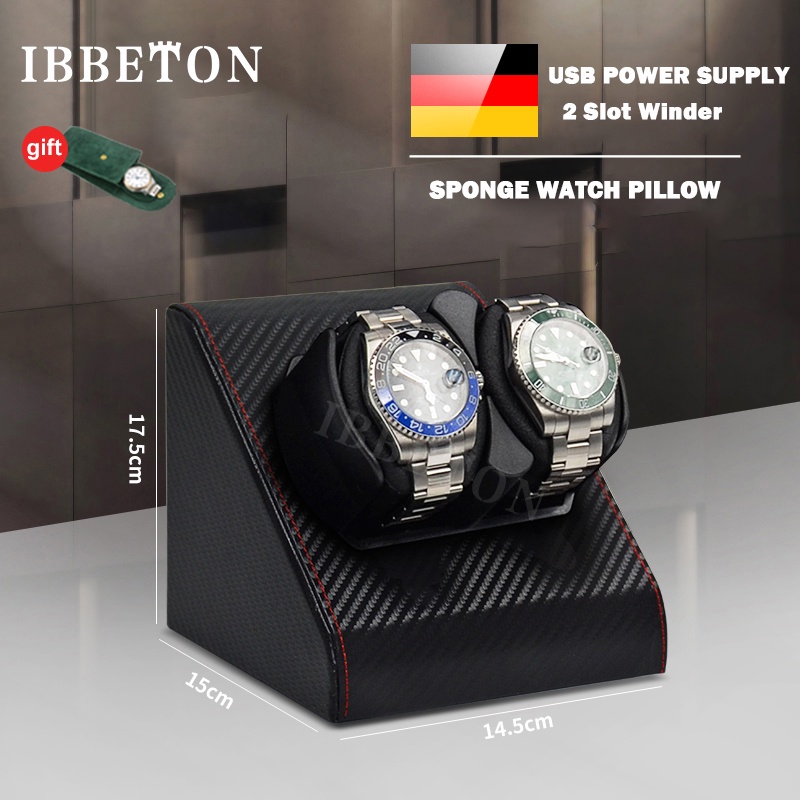 Ibbeton Luxry 2 Slot Watch Winder 皮革振動器手錶盒自動上鍊器存儲盒萬寶至電機機械錶盒
